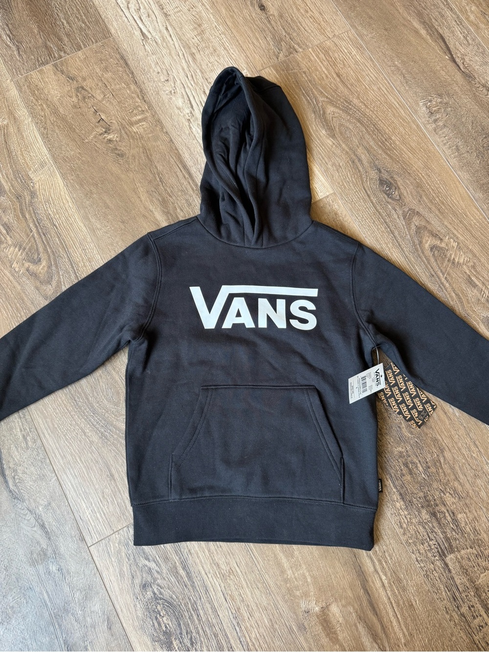 Vans Black Hoodie with White Logo - Kids Pullover